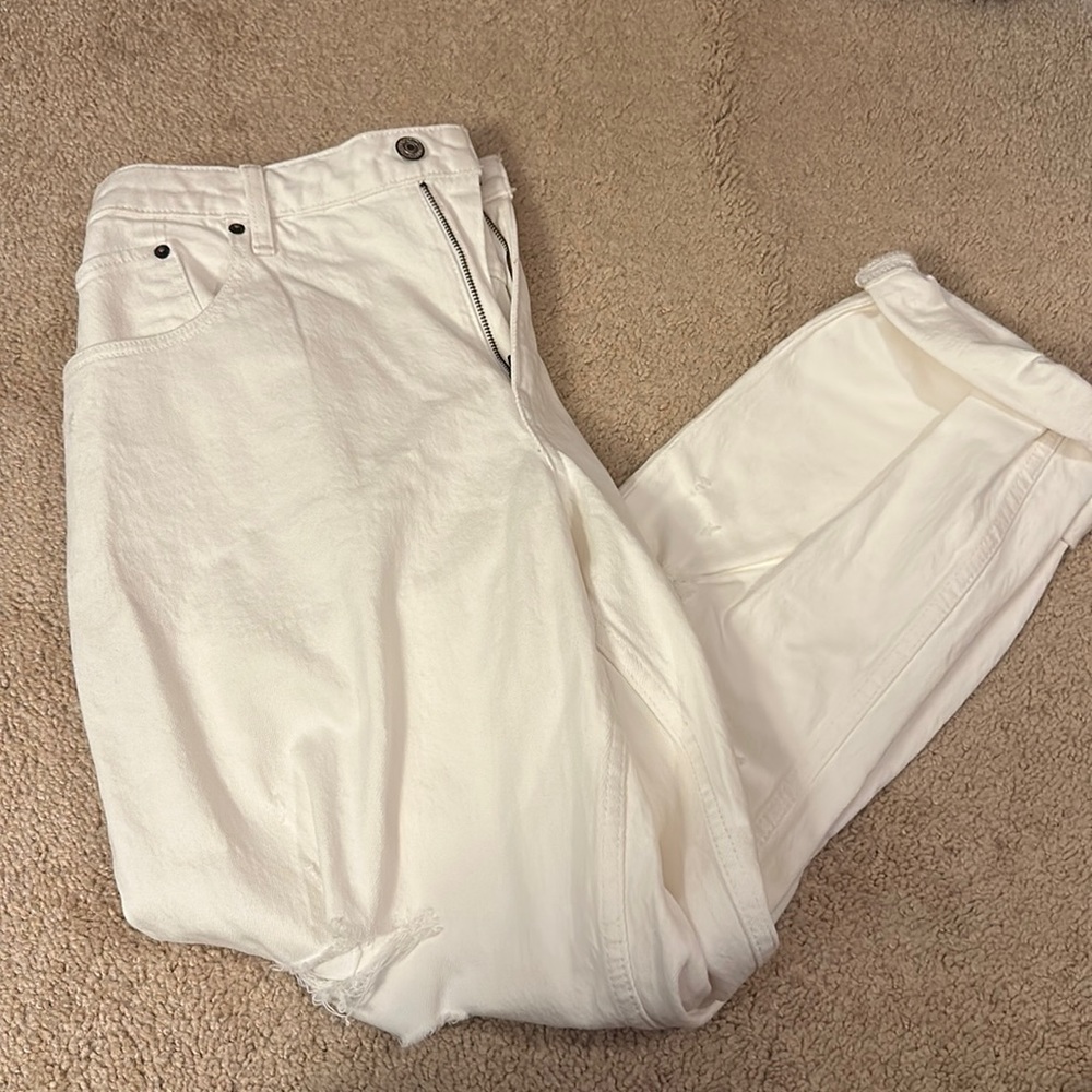 White High Rise Mom Jeans